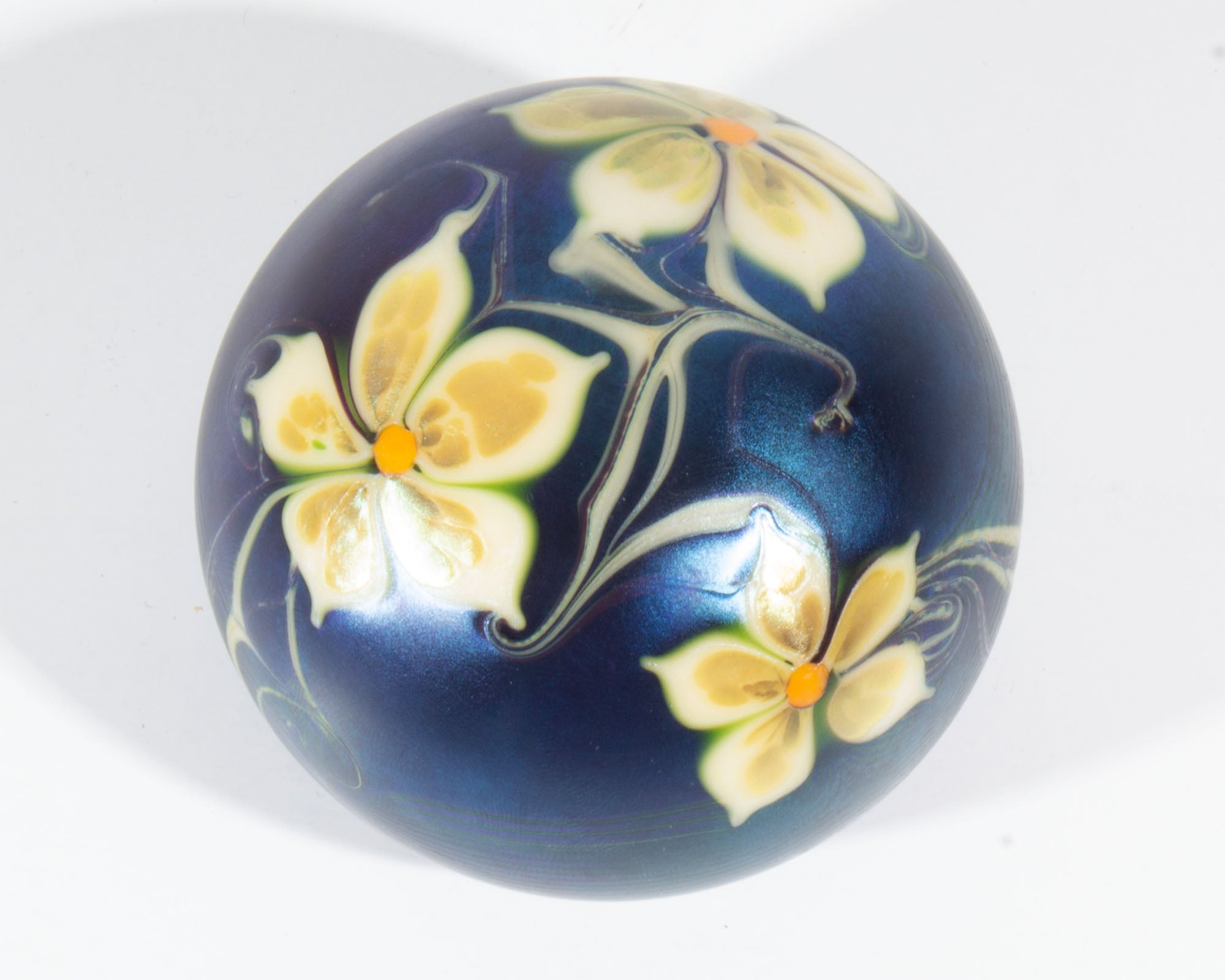Orient&Flume ガラスペーパーウェイト 7/250 Orient & Flume 1976 Iridescent Art Glass Paperweight – Sheafer +