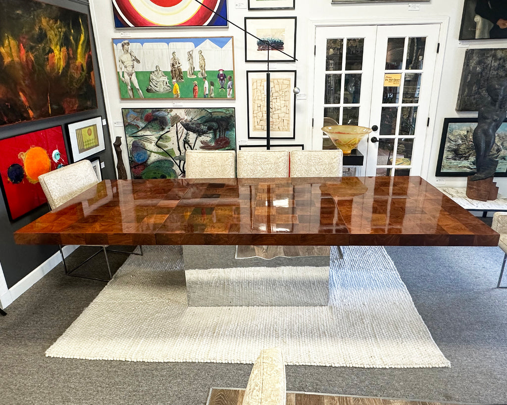 Milo Baughman Thayer Coggin Chrome Pedestal Dining Table