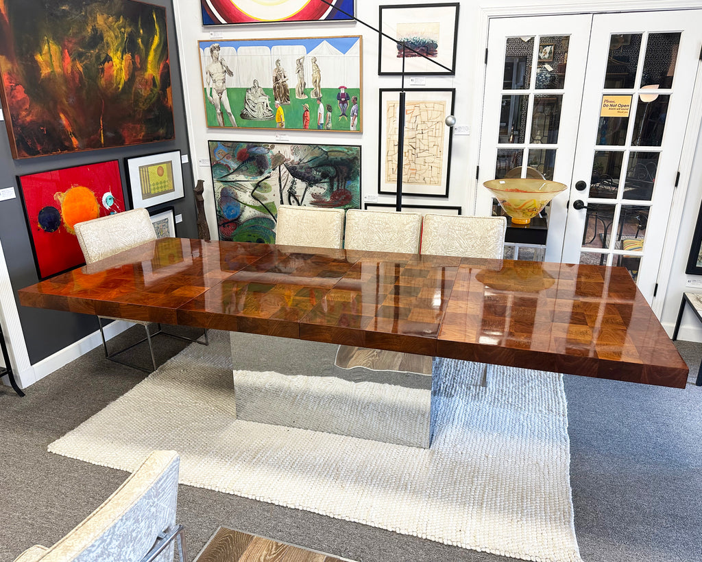 Milo Baughman Thayer Coggin Chrome Pedestal Dining Table