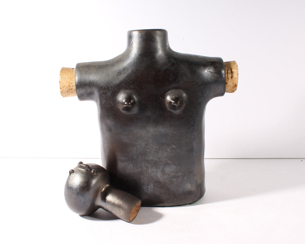 Jeri Summers Female Figure Pottery Flask Sculpture