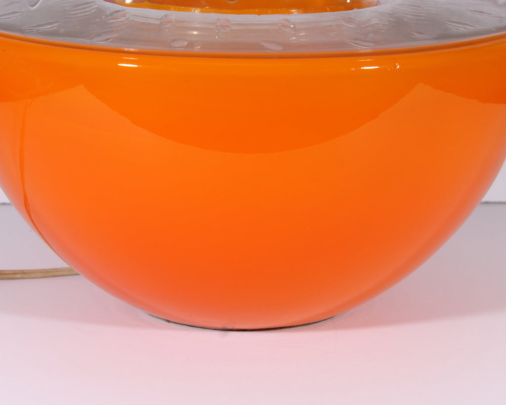 Carlo Nason for Mazzega Italian Space Age Orange Globe Table Lamp