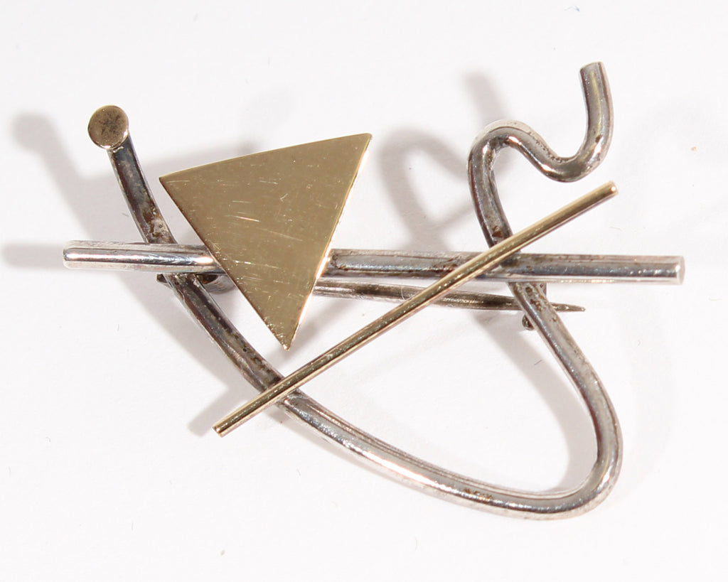 Postmodern Brooch Pin with 18K Accent