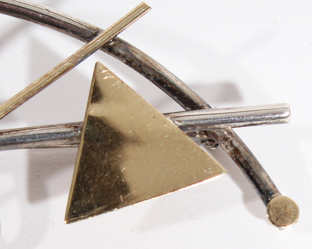 Postmodern Geometric Brooch Pin with 18K Accent