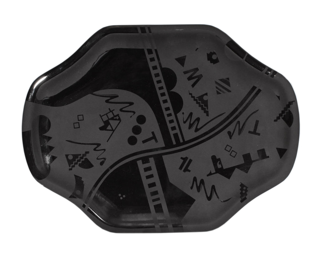 Stephen Fabrico Signed Postmodern Black on Black Ceramic Tray