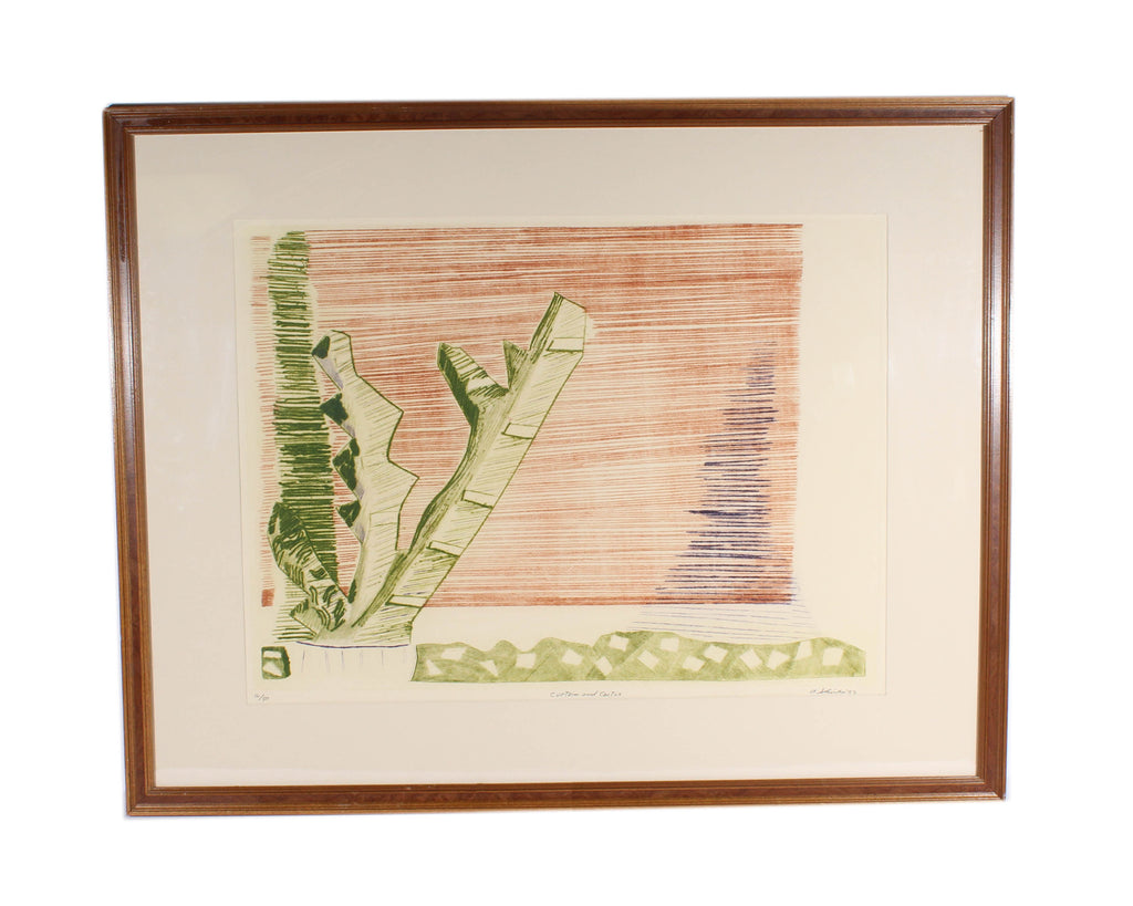 Arnold Edward Shives 1992 Signed Limited Edition “Curtain and Cactus” Abstract Color Etching