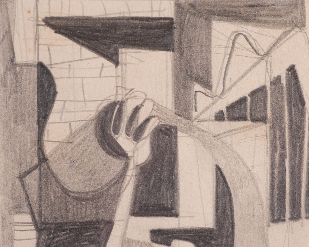 Seymour Fogel "Figure In An Interior" Graphite Drawing on Paper