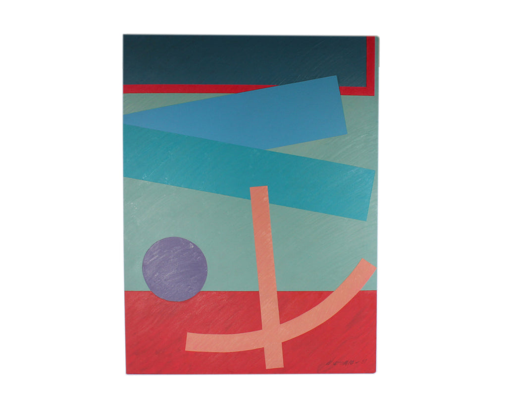 Walter Stomps 1987 Signed Oil on Canvas Geometric Painting