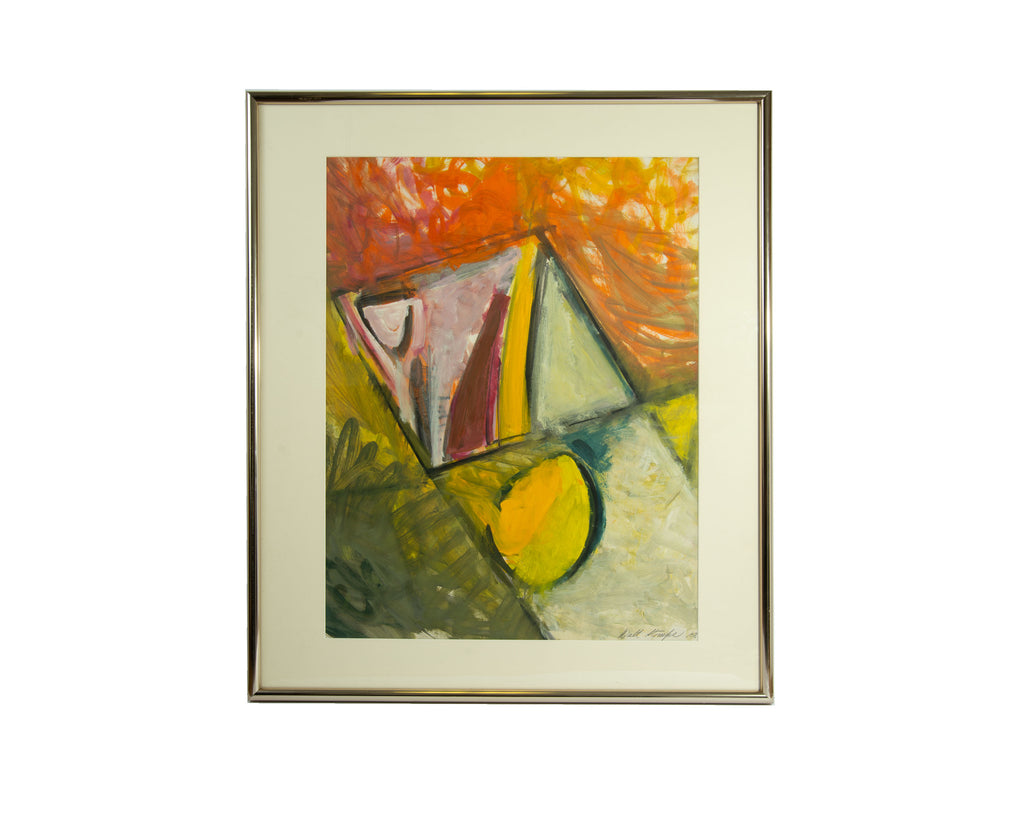 Walter Stomps Signed 1958 Oil on Paper Abstract Painting