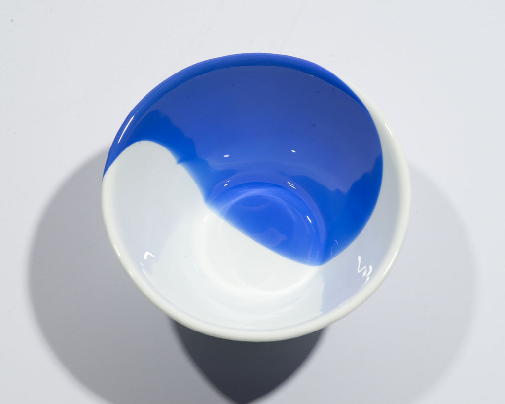 Vietri Murano Italian “Spirale Blu” Blue and White Glass Bowls