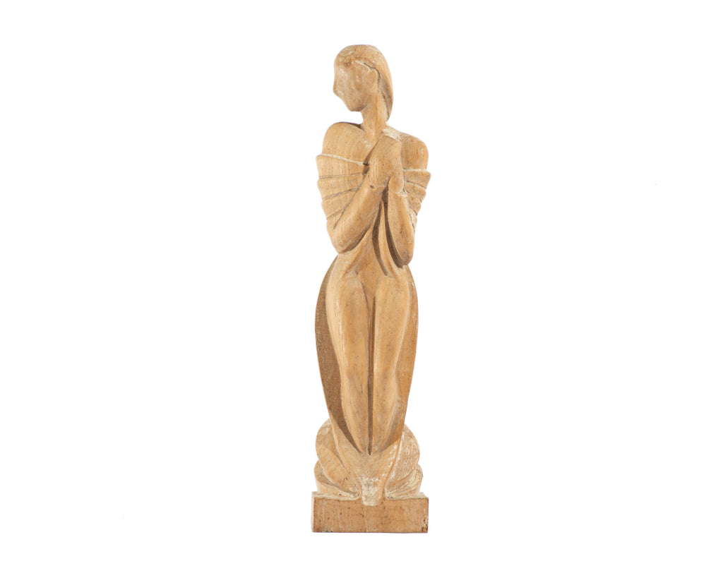 Abstract Carved Wood Sculpture of a Woman