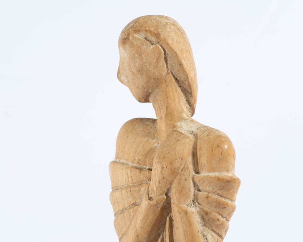 Edward Stasack Abstract Carved Wood Sculpture of a Woman