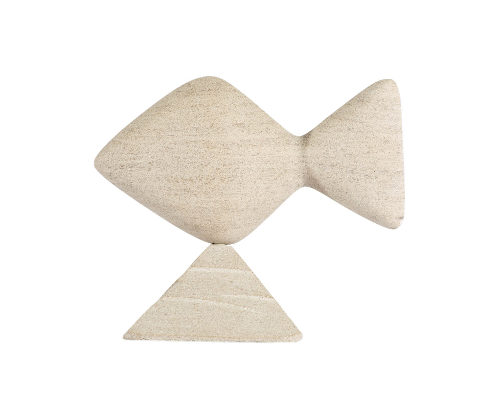 M. Schiefer 1992 Signed Limestone Abstract Fish Sculpture
