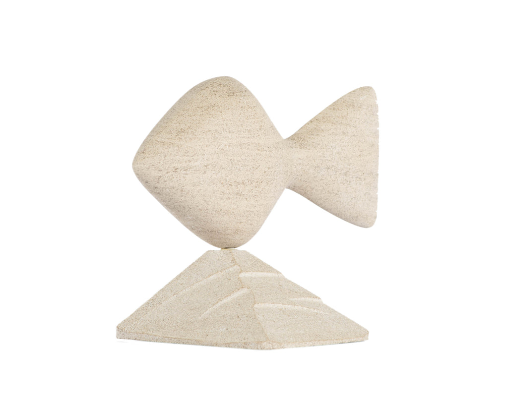 M. Schiefer 1992 Signed Limestone Abstract Fish Sculpture
