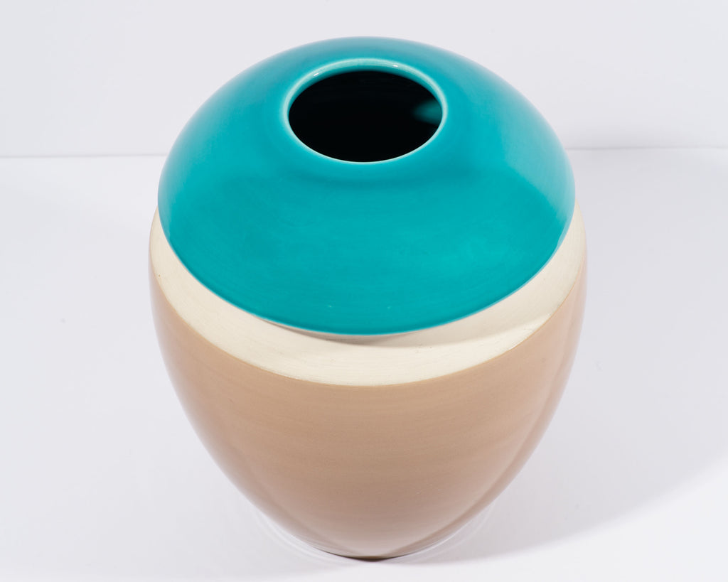 Bitossi Italian Ceramic Blue, White, and Tan Vase