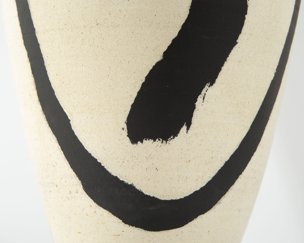Nick Troisi Signed Studio Pottery Black and White Table Lamp