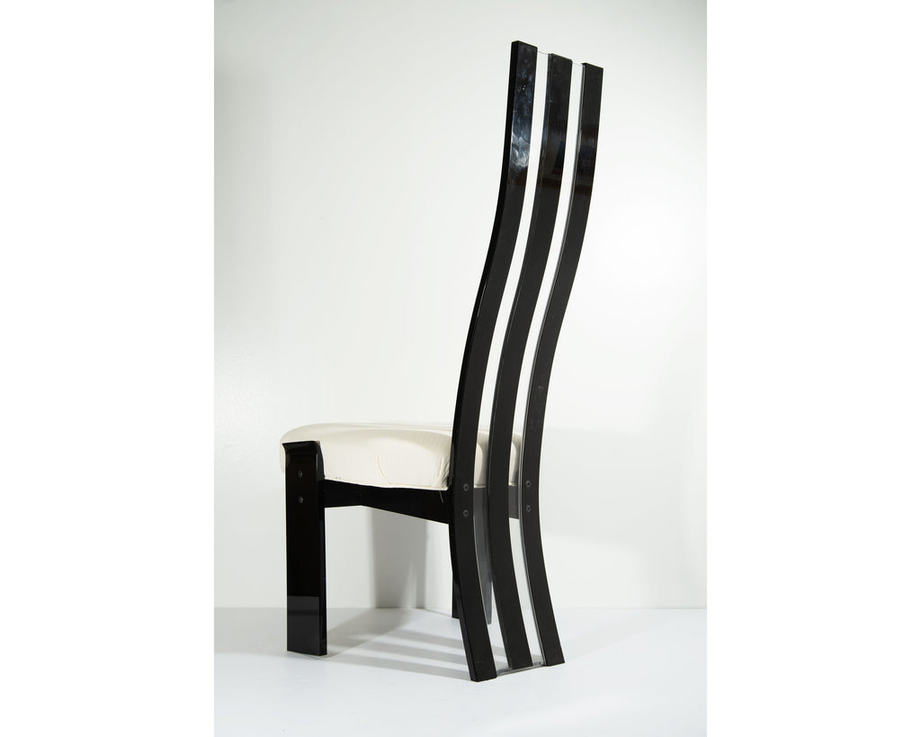 Black and Clear Acrylic Postmodern Dining Chairs