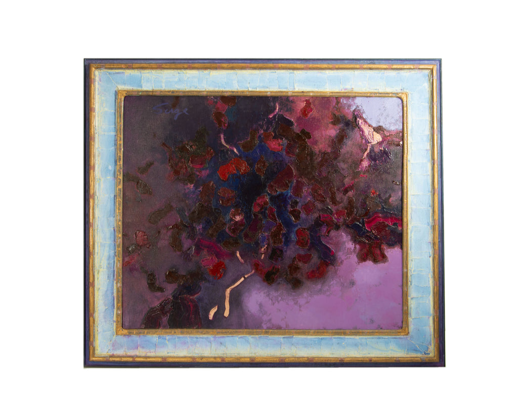 Walter Sorge 1994 Signed Oil on Canvas “Fire Bush” Abstract Painting