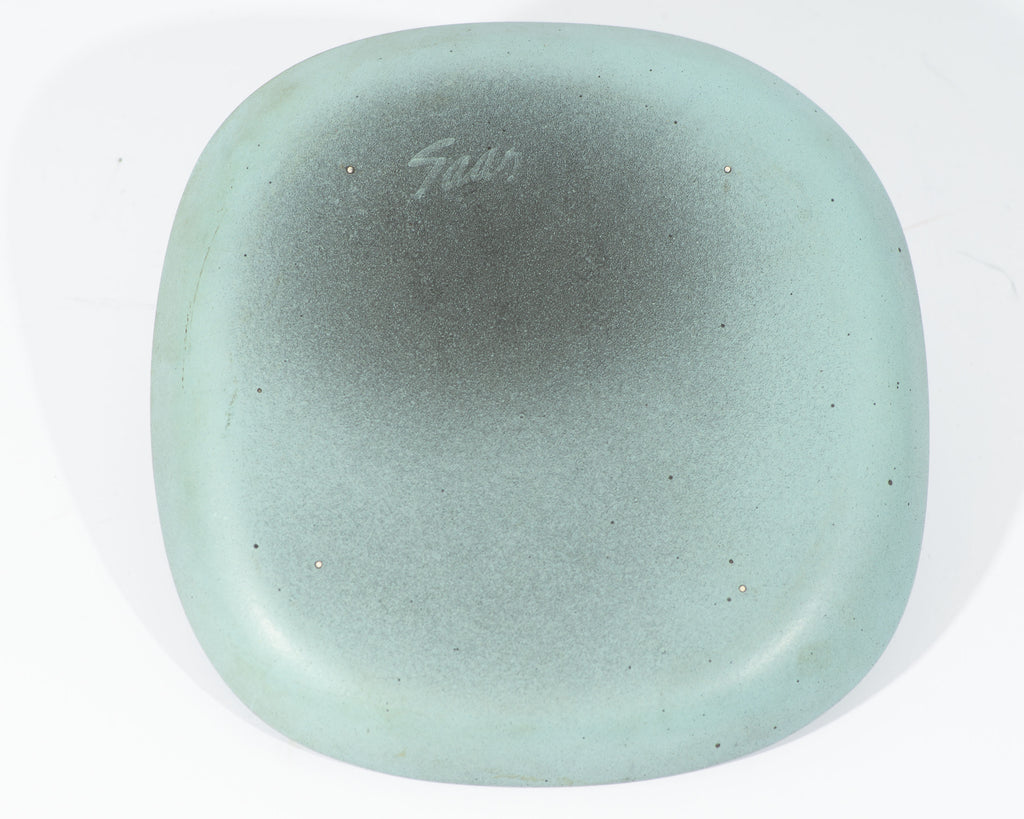 Richard Saar Signed Studio Pottery Teal Plate with Leaf Design