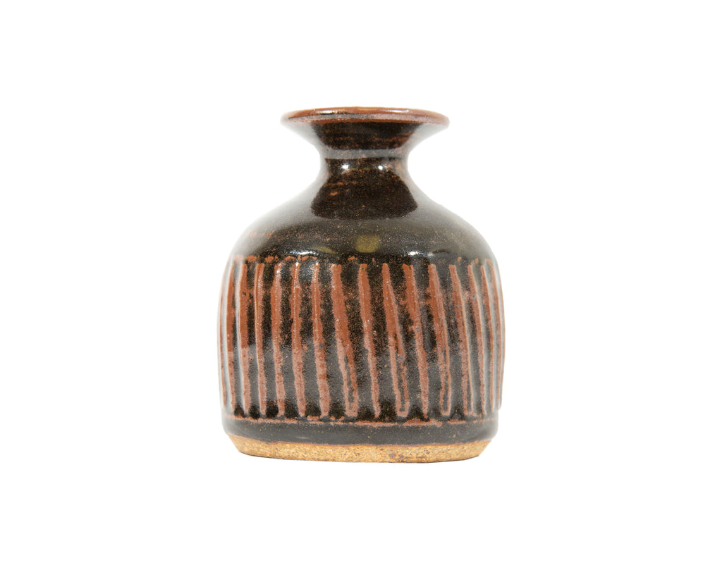 Richard Peeler Signed Studio Pottery Bud Vase with Stripes