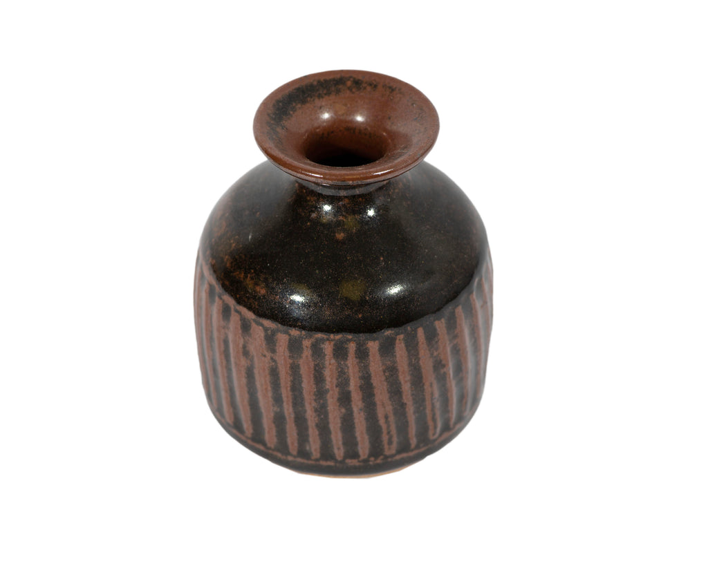 Richard Peeler Signed Studio Pottery Bud Vase with Stripes