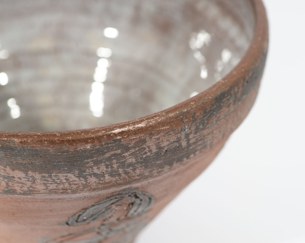 Becky Brown Signed Studio Pottery Bowl with Incised Design