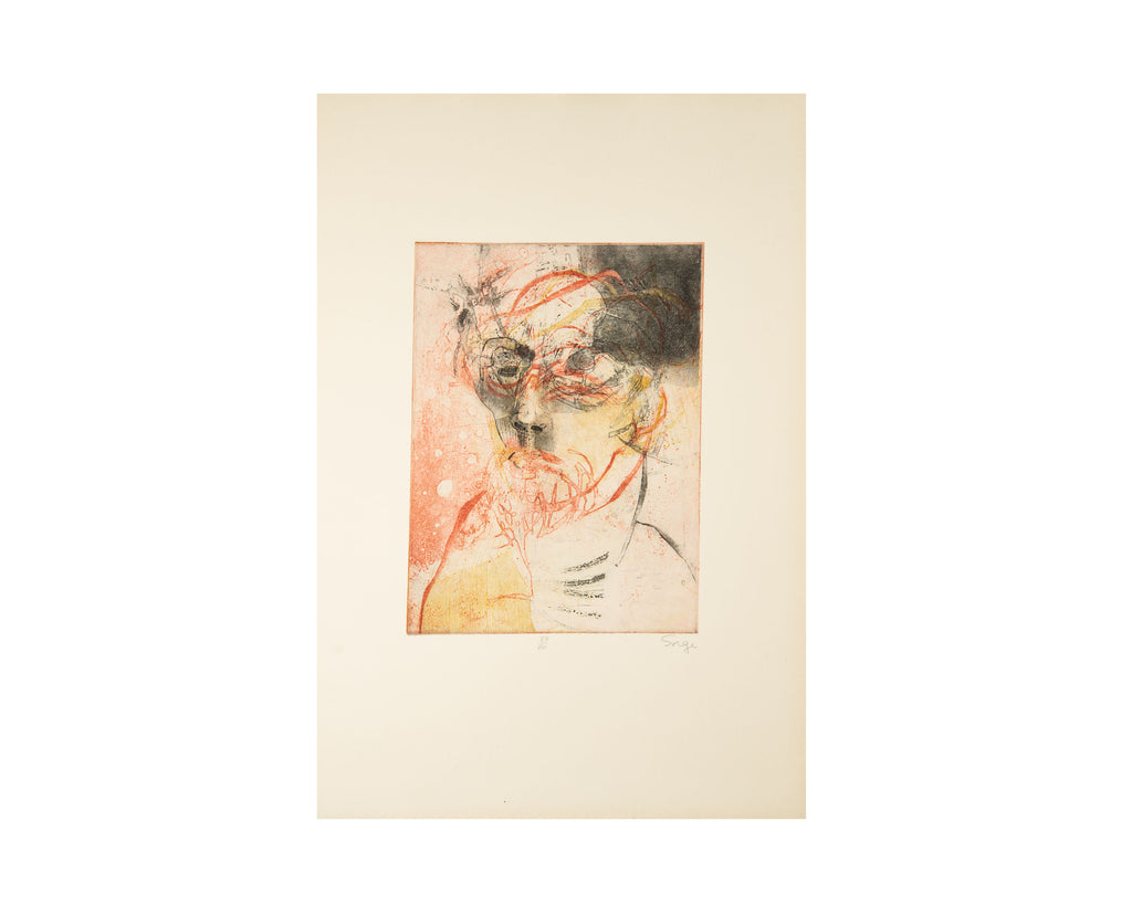 Walter Sorge Signed Limited Edition Abstract Portrait Color Etching