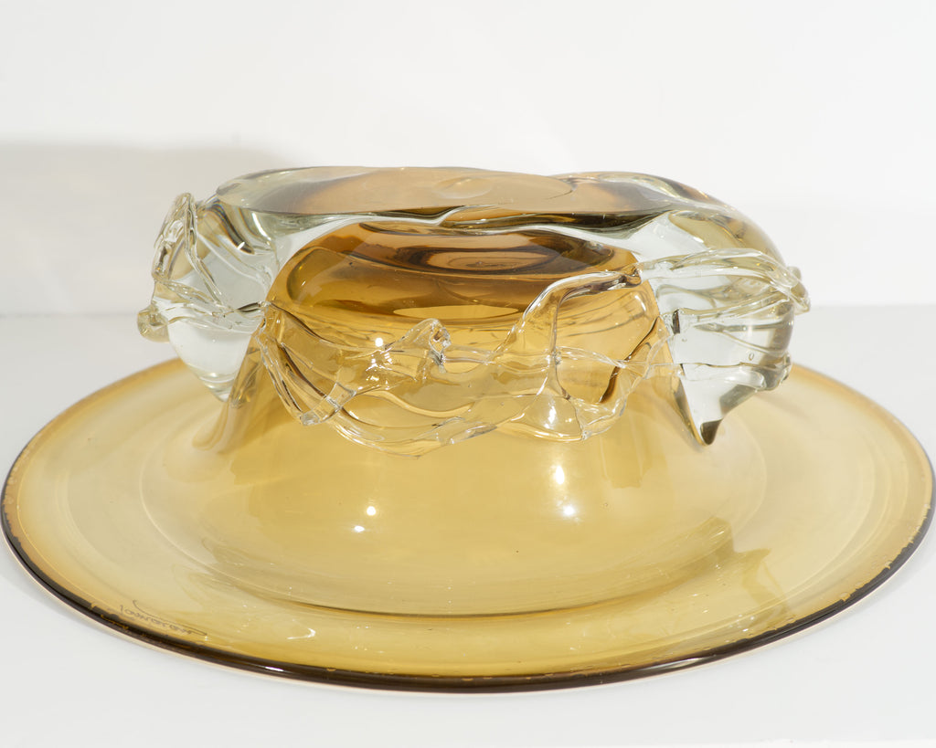 Ion Tamaian Signed Art Glass Centerpiece Bowl