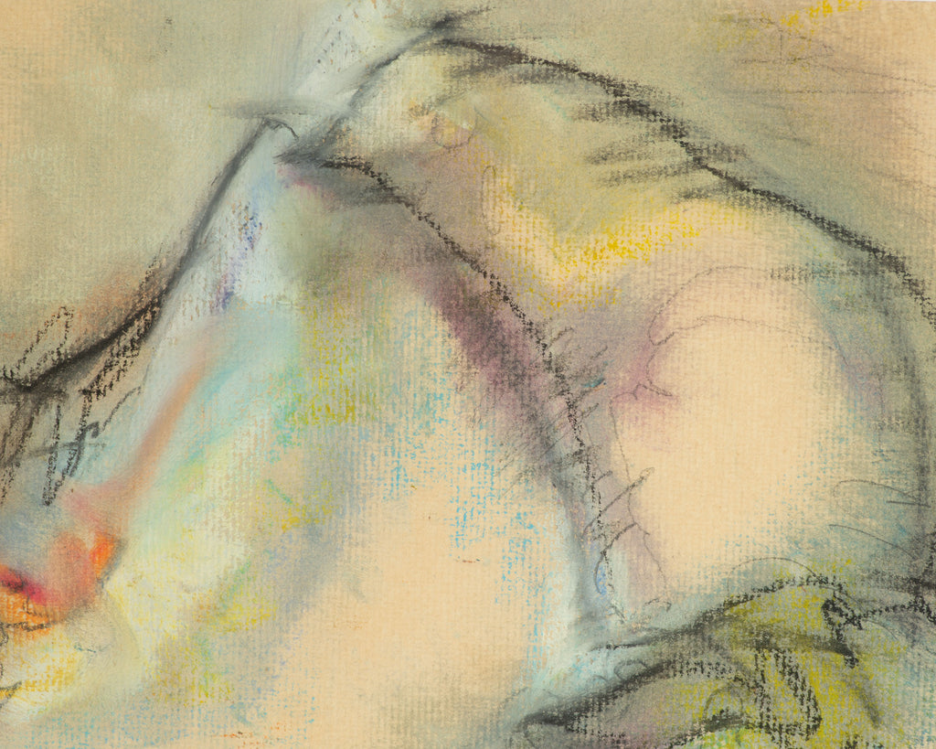Paul Reed 1975 Signed Abstract Chalk Pastel Drawing