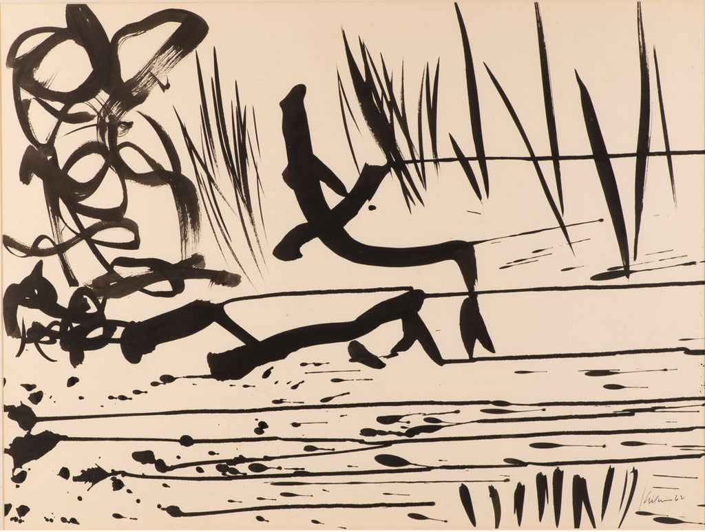Harry Hilson Signed 1962 Abstract Ink Painting