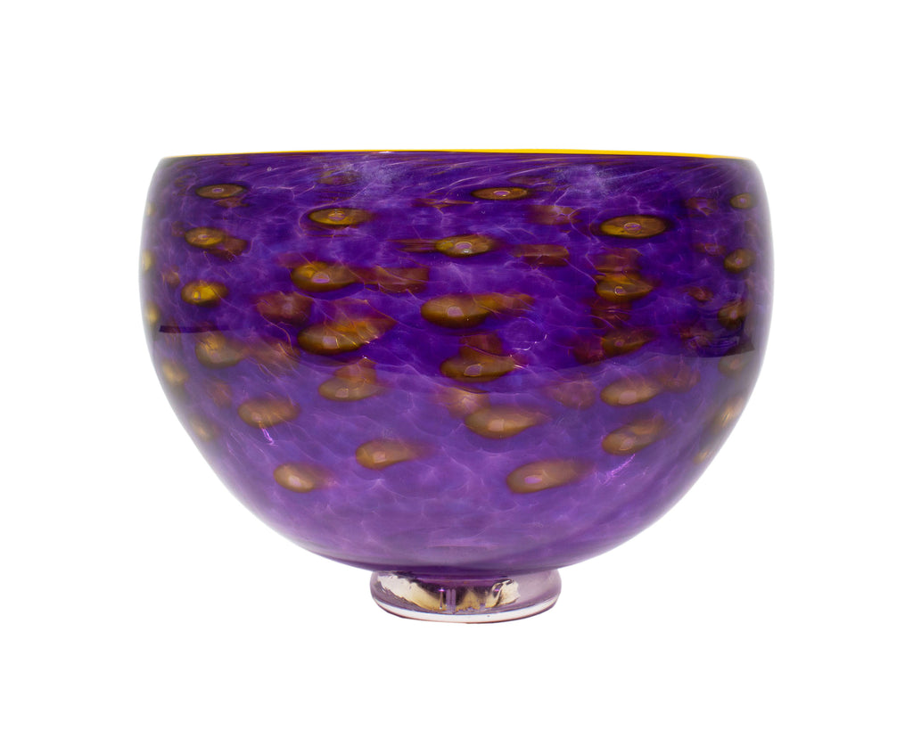 Hot House Glass Art Glass Purple and Yellow Bowl