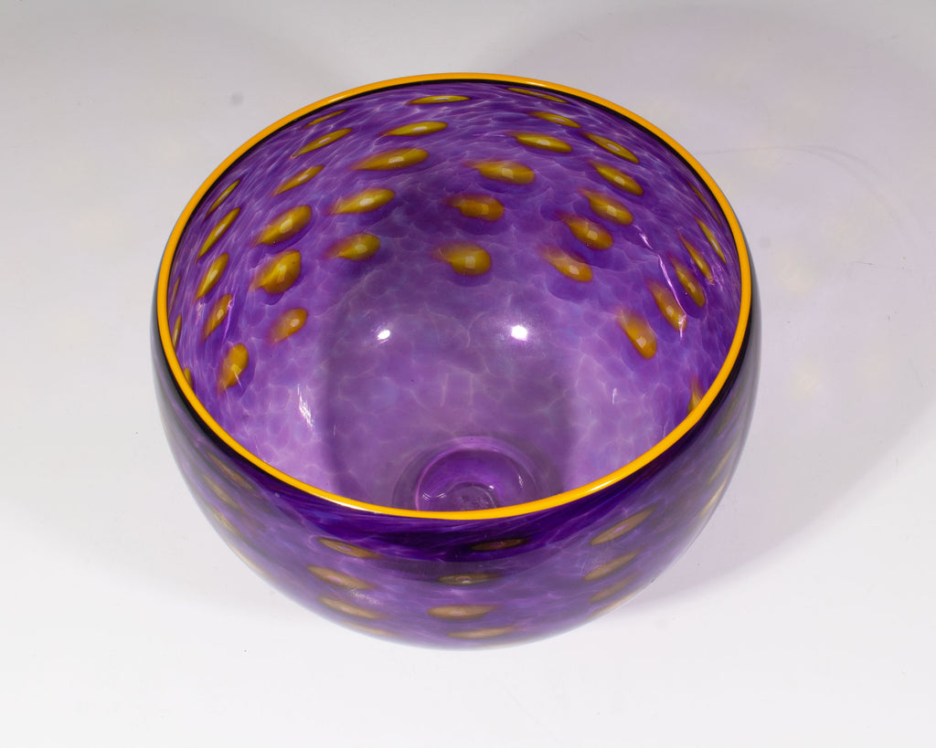 Hot House Glass 2006 Art Glass Purple and Yellow Bowl