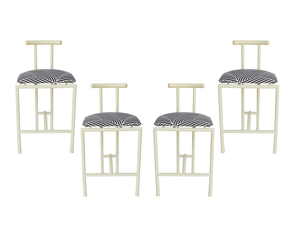 Amisco 1989 “Tokyo” Postmodern White Tubular Stools