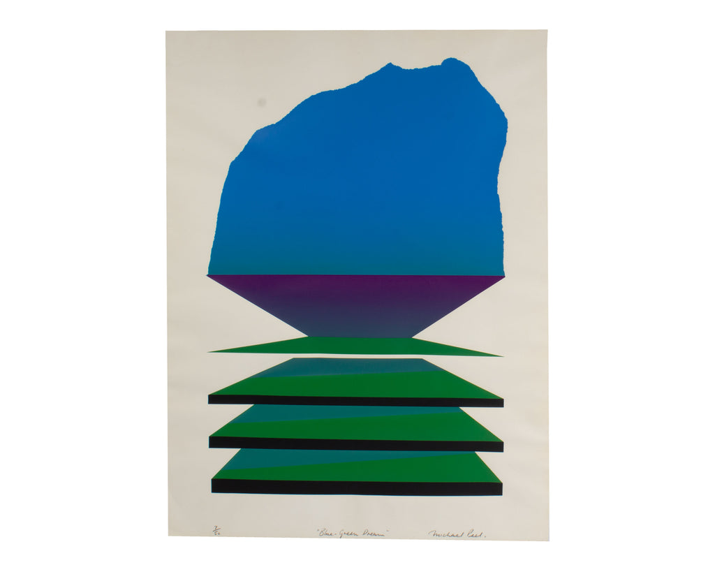 Michael Peel Signed “Blue-Green Dream” Limited Edition Abstract Serigraph