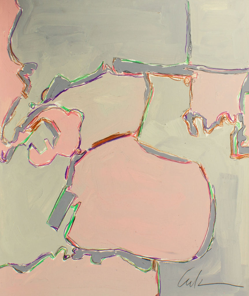 Harry Hilson Signed 1982 “Structural Formation” Abstract Mixed Media Painting