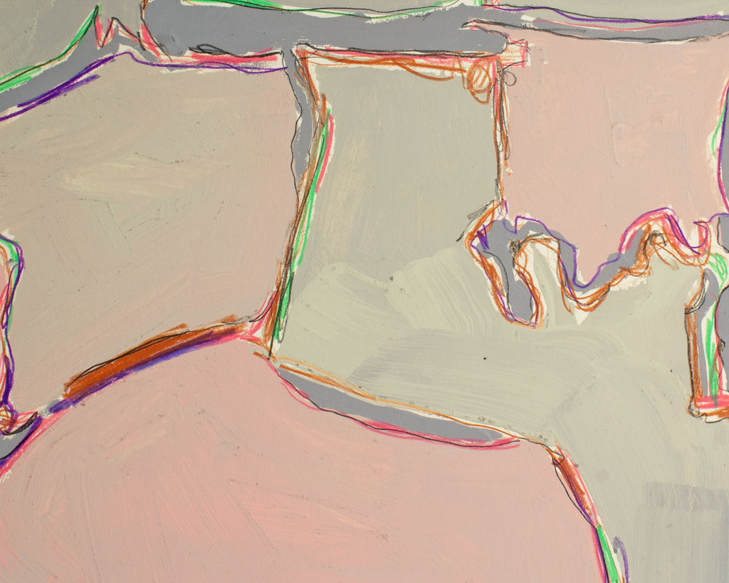 Harry Hilson Signed 1982 “Structural Formation” Abstract Mixed Media Painting