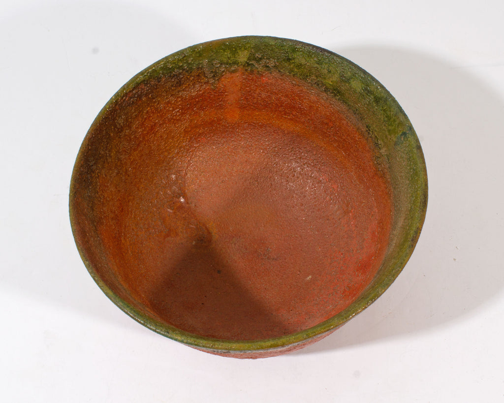 Marcello Fantoni Raymor Italian Green and Orange Ceramic Bowl