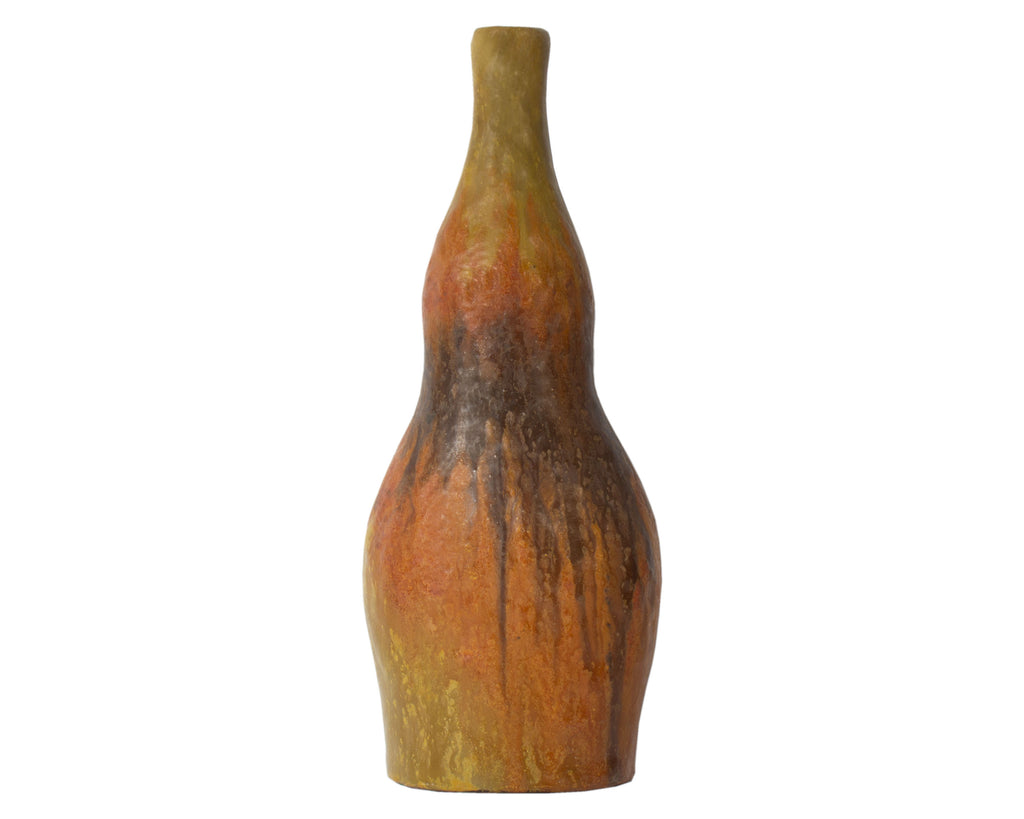 Marcello Fantoni Raymor Italian Orange and Brown Ceramic Vase