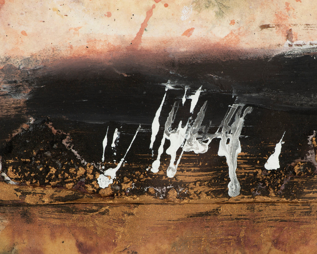 Juliet Holland 1990 Signed “Magma Sand Script IV” Mixed Media Painting and Collage on Paper