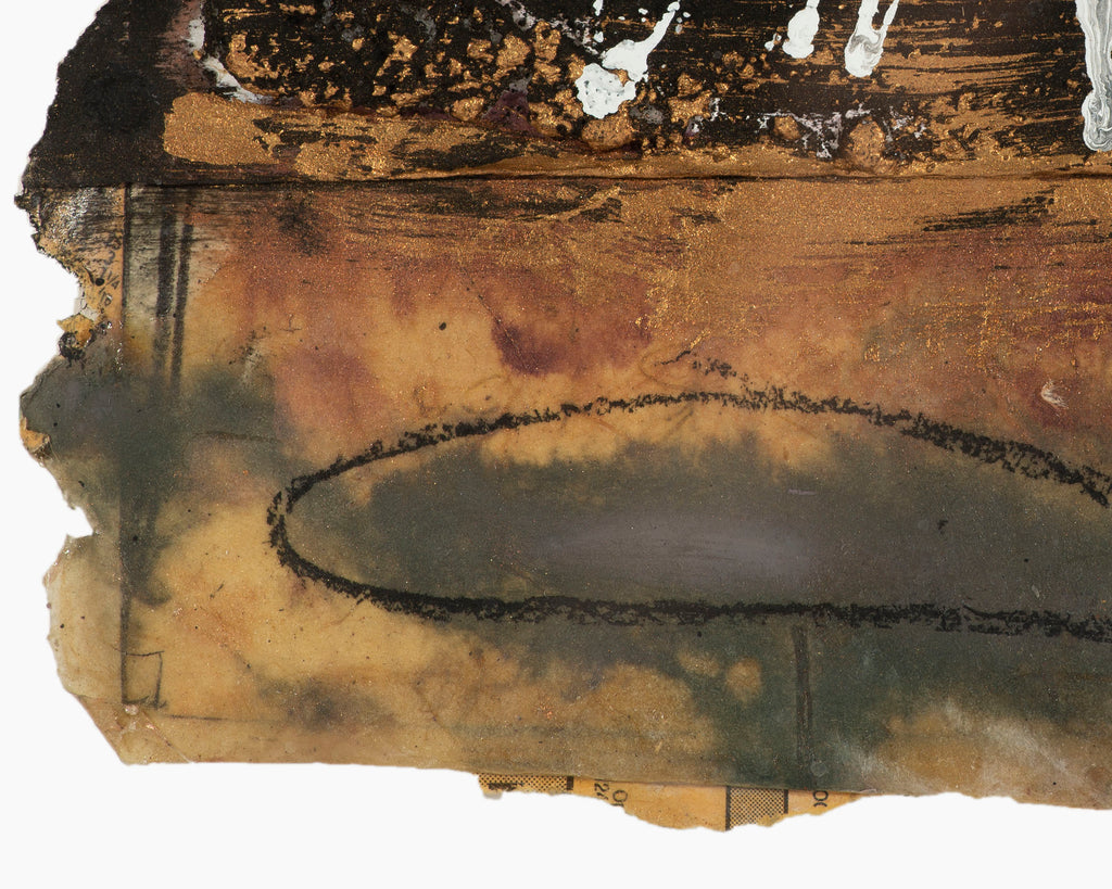 Juliet Holland 1990 Signed “Magma Sand Script IV” Mixed Media Painting and Collage on Paper