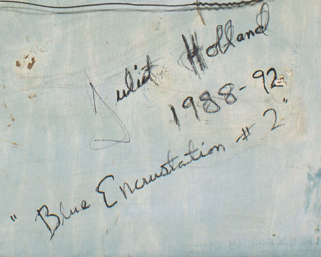 Juliet Holland Signed 1988-92 “Blue Encrustation #2” Mixed Media Wall Assemblage