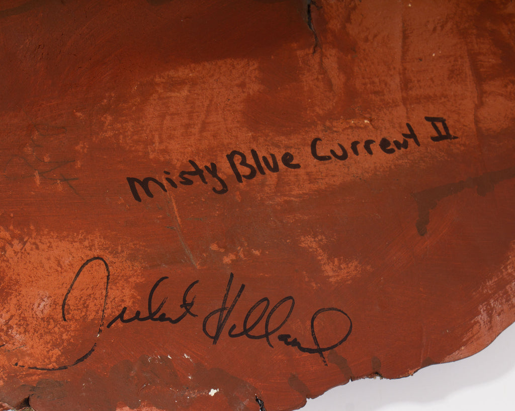Juliet Holland Signed 1990 “Misty Blue Current II” Clay Wall Sculpture