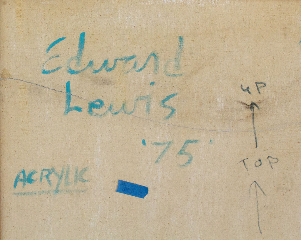 Edward Lewis Signed 1975 “Sea Wall at Puerto Vallarta” Abstract Acrylic on Canvas