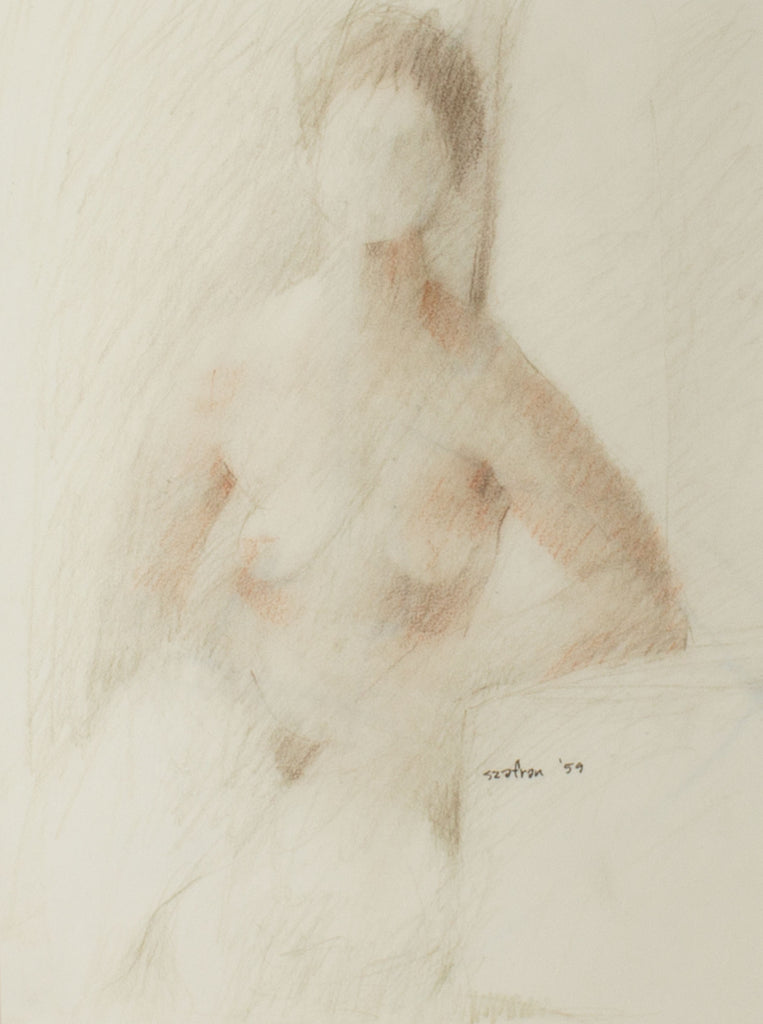 Gene Szafran Signed 1959 Nude Pencil Drawing
