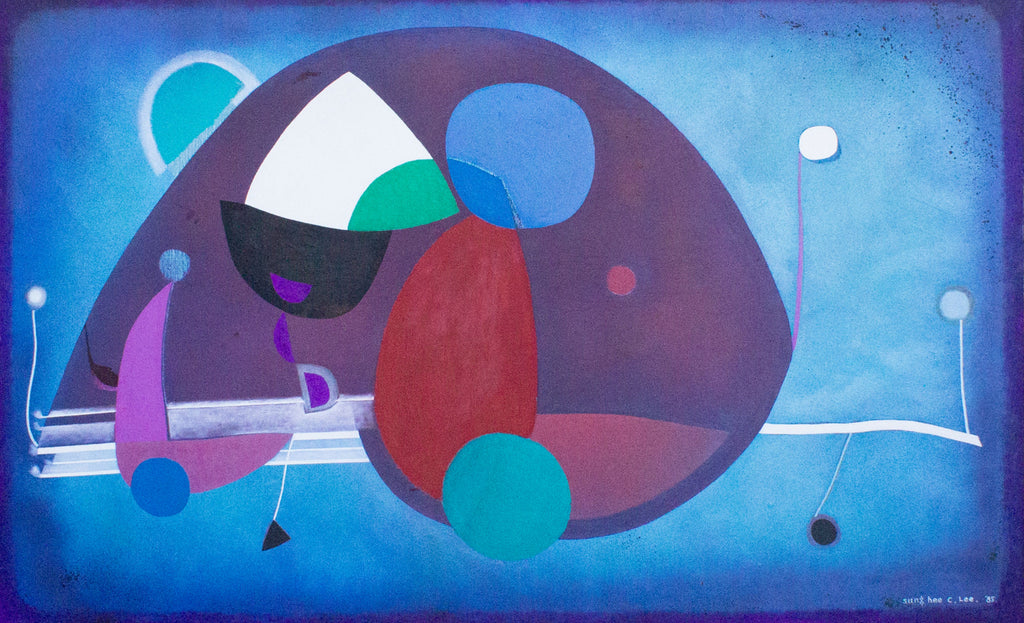 Sung-Hee Cho Signed 1985 Oil on Canvas Abstract Painting