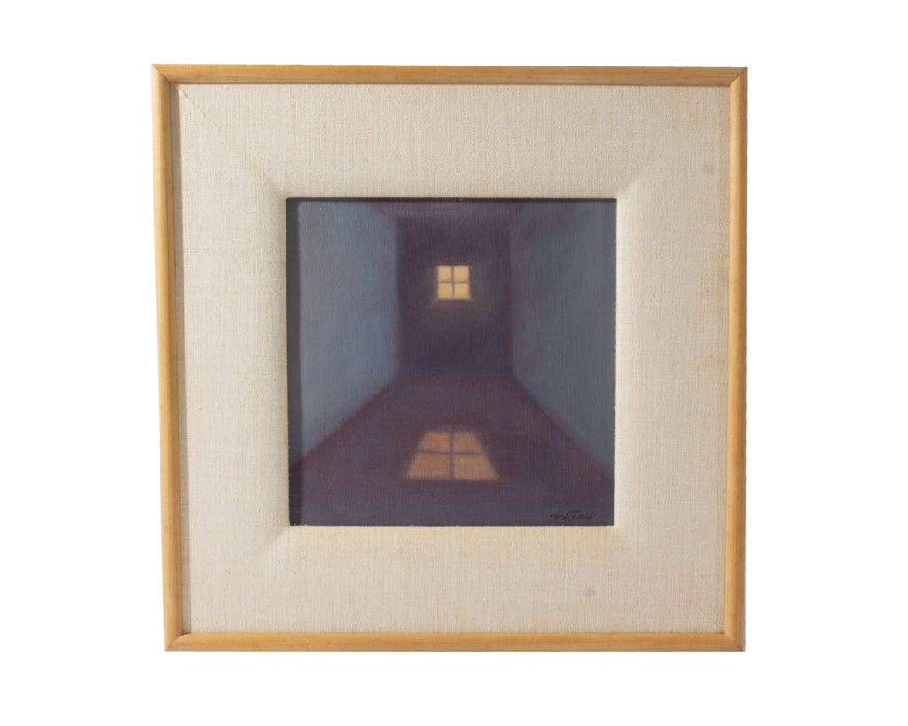 John Axton Signed 1993 “Winter Light” Oil on Board Painting