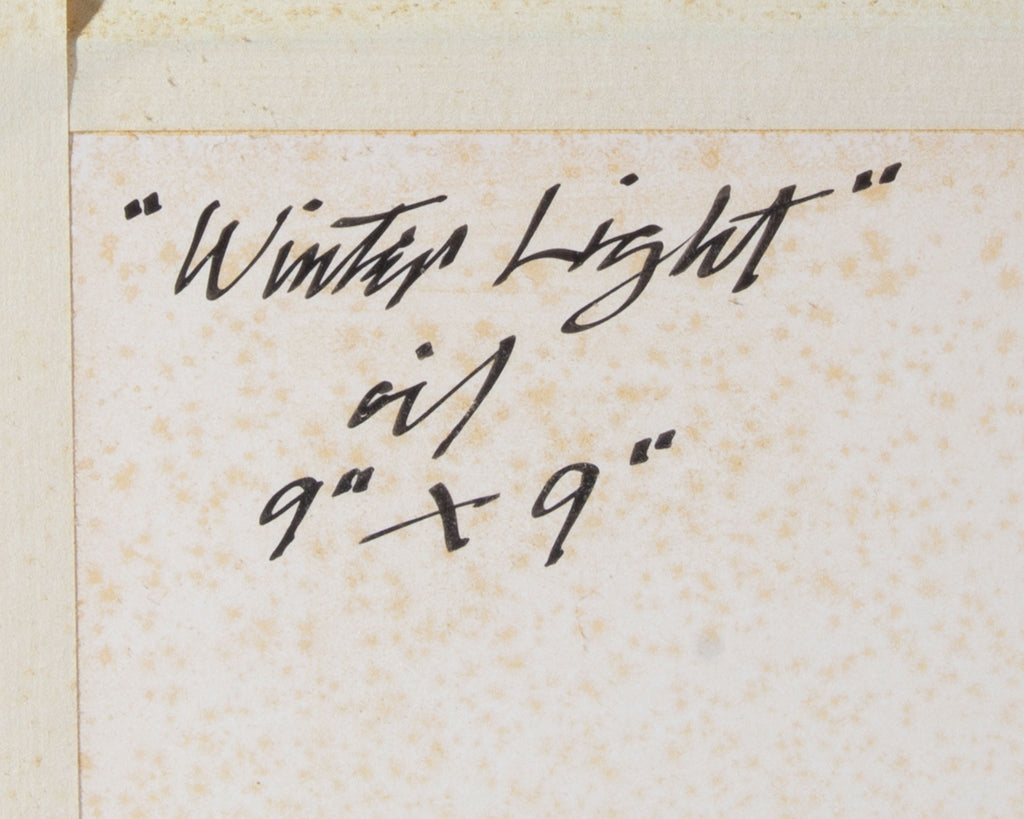 John Axton Signed 1993 “Winter Light” Oil on Board Painting
