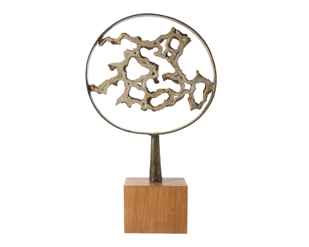 Robert Fillous Metal and Geode Slice Sculpture