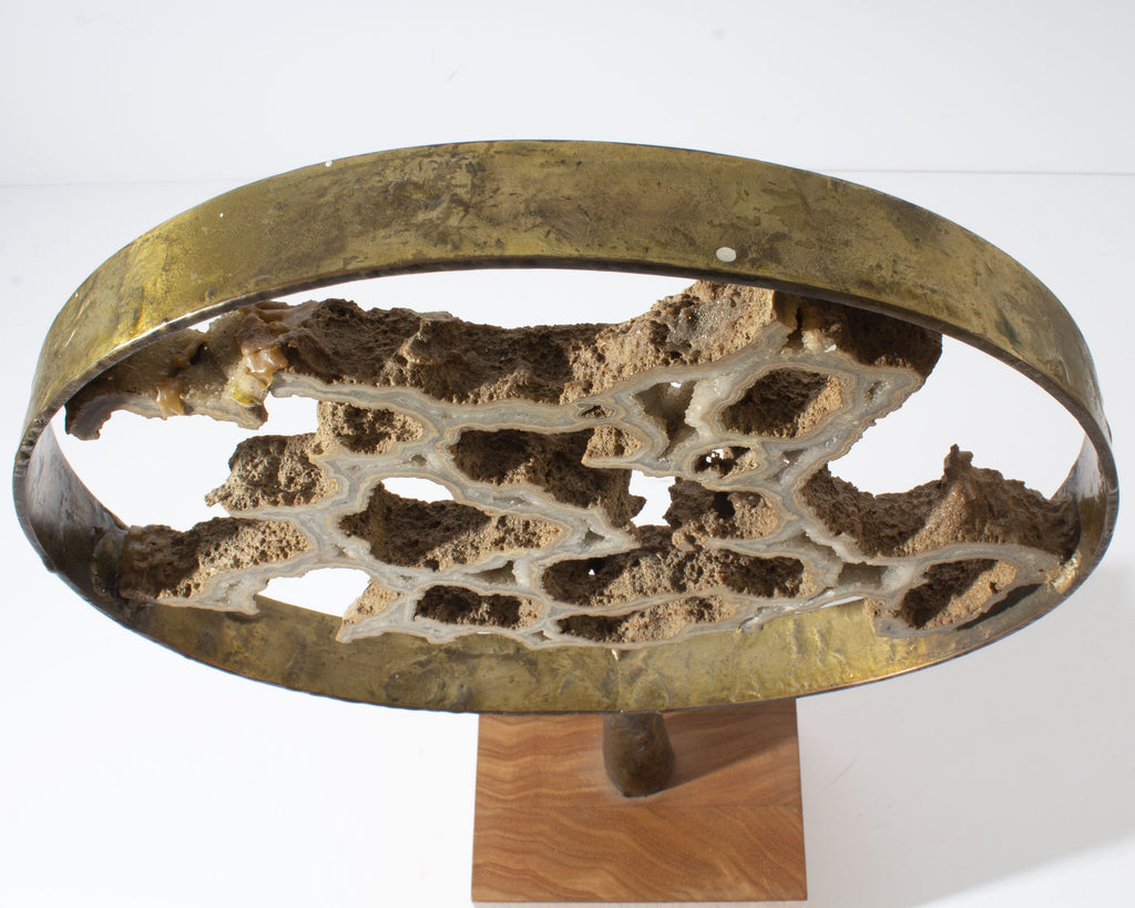 Robert Fillous Metal and Geode Slice Sculpture