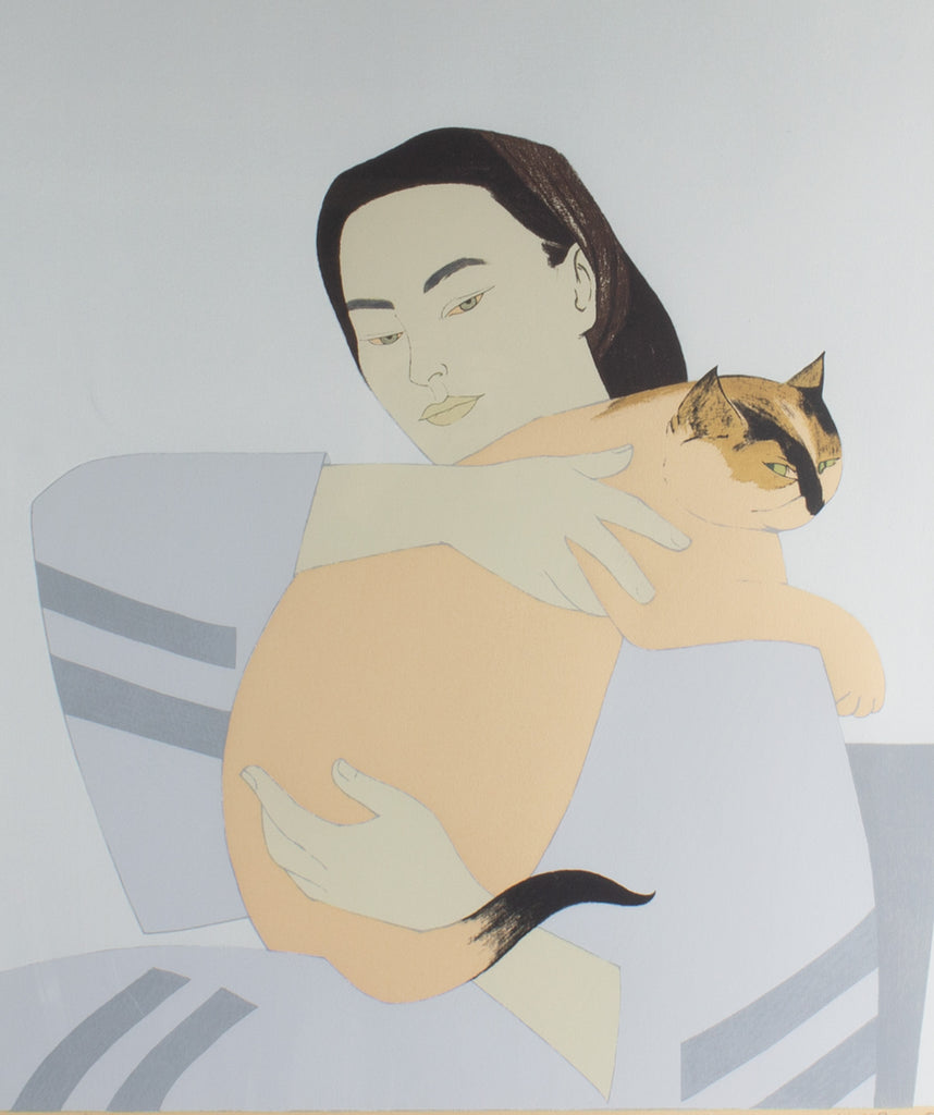 Will Barnet Signed “Woman and White Cat” Limited Edition Serigraph