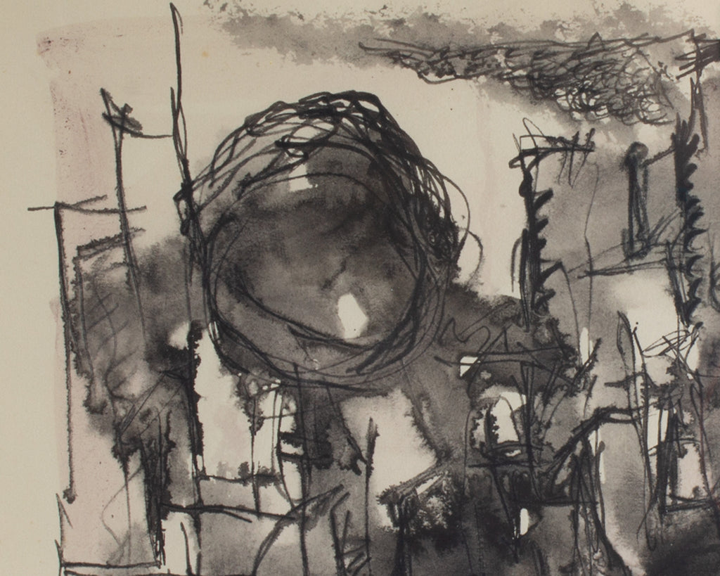 Harry Hilson Signed 1961 “Stage Set” Abstract Ink Painting